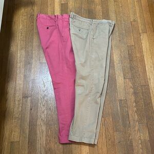 J. Crew Pink and White Slim Pants